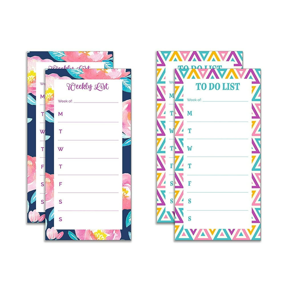 to Do List Notepad Set of 4 Weekly toDo List Notepad 4in x 9