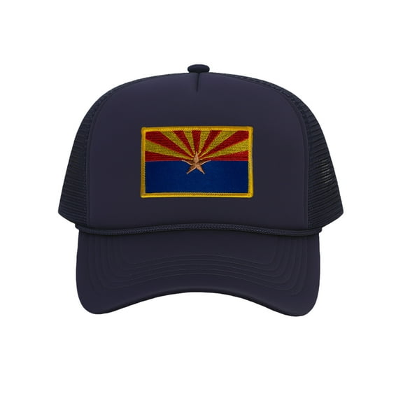 Arizona Trucker Hat for Men - State Flag Snapback Cap with Mesh Back, Black, Navy