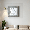 thumbnail image 4 of Crush Diamond Mirrored Square Wall Clock with Sparkle Bling Diamond Decor for Wall Decoration 24in, 4 of 8