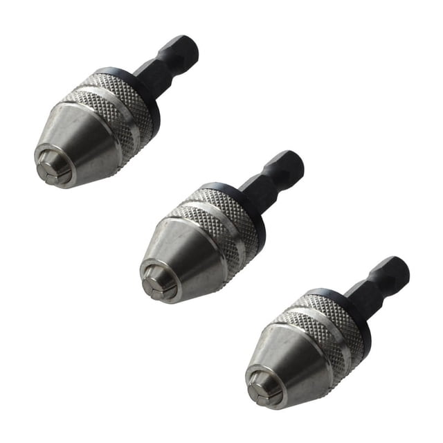 3X Plata + Negro 6 mm Broca Portabrocas Sin Llave de Cambio Rapido Convertidor del Adaptador de Vastago Hexagonal