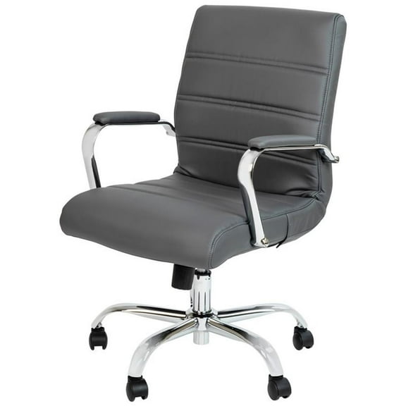 Scranton & Co Modern Leather Mid-Back Office Swivel Chair in Gray