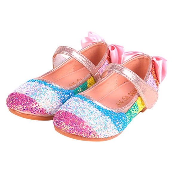 GOOHOCHY 1 par de zapatos de lentejuelas de moda, zapatos de baile brillantes, zapatos de suela suave, zapatos de cabeza redonda para niños, talla 31