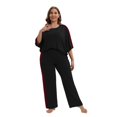 thumbnail image 3 of WBQ Womens Soft Pajama Set Short Sleeve Pajama Tops & Long Pajama Pants Two Piece Lounge Sets Sleepwear, 3 of 6