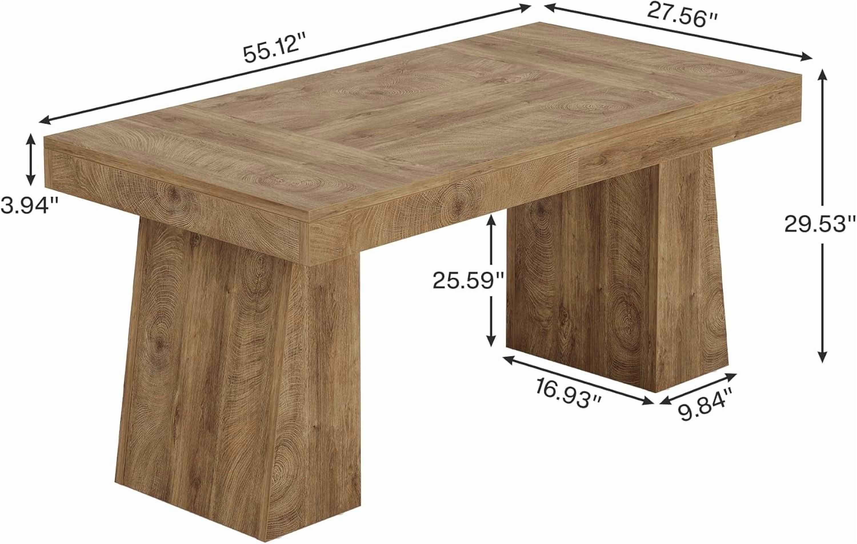 Rectangular 55" Dining Table for 4-6, Mid-Century Modern Kitchen Dining Table, Yellow