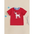 thumbnail image 2 of Toddler Little Boy 4th of July Tshirt Summer Short Sleeve America Flag Smocked T-Shirt Tees Tops Holiday Clothes 2-6Years, 2 of 8