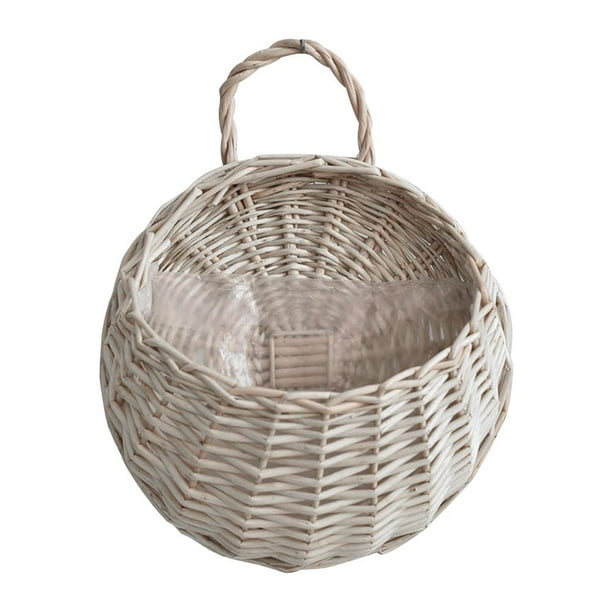 Cesta de ratán para colgar en la pared, maceta de mimbre, jarrón tejido para colgar, decoración (gris) Hugtrwg Para estrenar