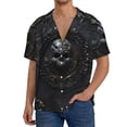 thumbnail image 1 of Balery Ornate Dark Skull Book Camisa Casual de Manga Corta con Botones para Hombre, Texturizada, Estilo Cubano, para Playa, Verano-4X-Large, 1 of 5