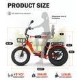 thumbnail image 3 of YEBEI Electric Tricycle for Adults FoldingElectric Trike Peak 1350W Motor Etrike with 48V15.6Ah Battery 20MPH Fat Tires 3 Wheels Eletric Bike with Two Baskets Orange UL2849, 3 of 10