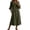 Army Green, variant on Summer Women's 3/4 Sleeve Maxi A-Line Dress Washed Crinkle Ruffle Collar A Line Mid Loose