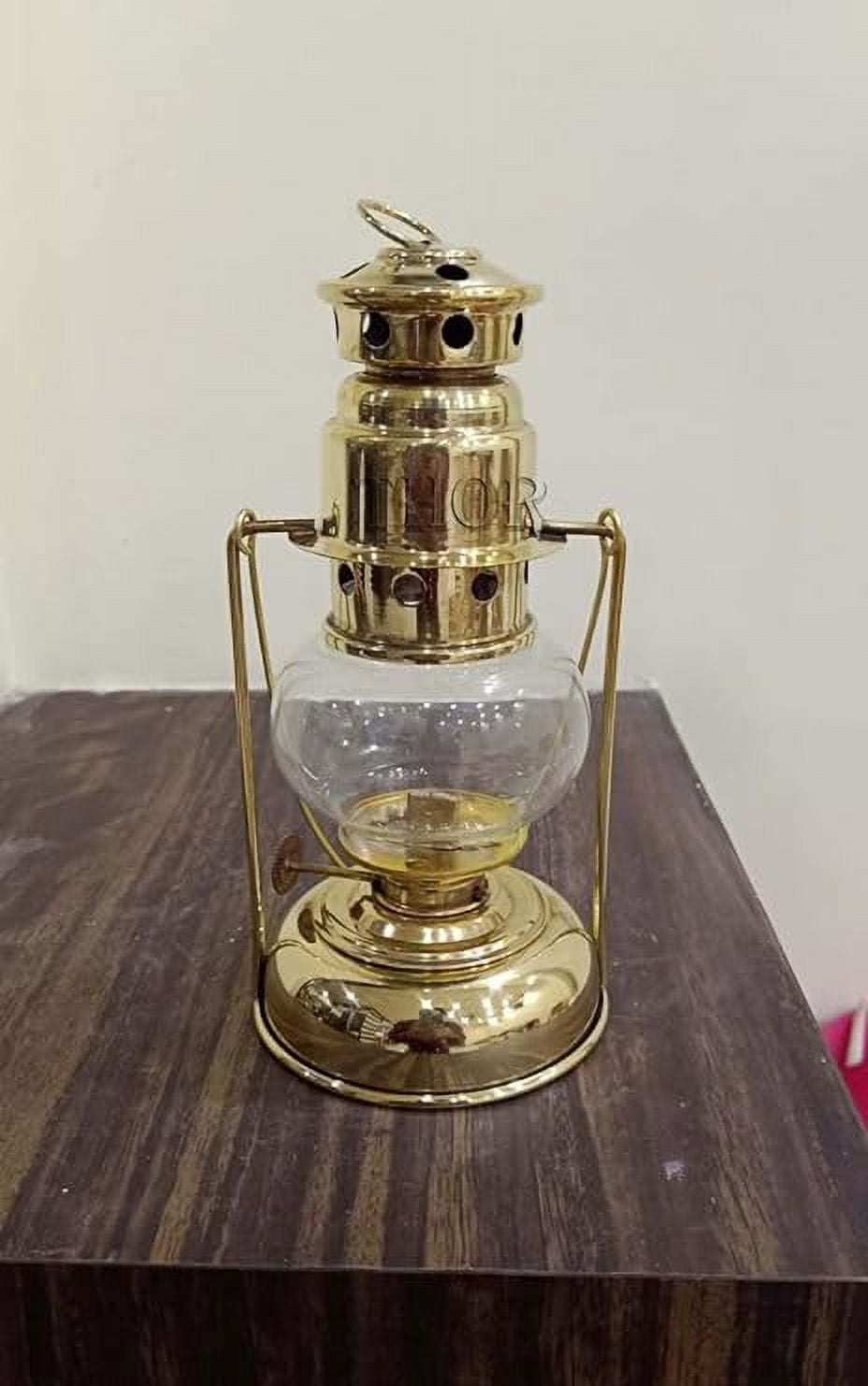 Brass Mini Small Oil Lamp Lanterns for Home Decor 7" (Brass) Rustic Vintage Home Decor Gifts