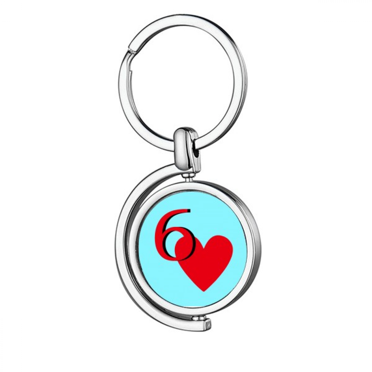 Love Heart 6 Poker Rotating Keychain Metal Keyring Holder