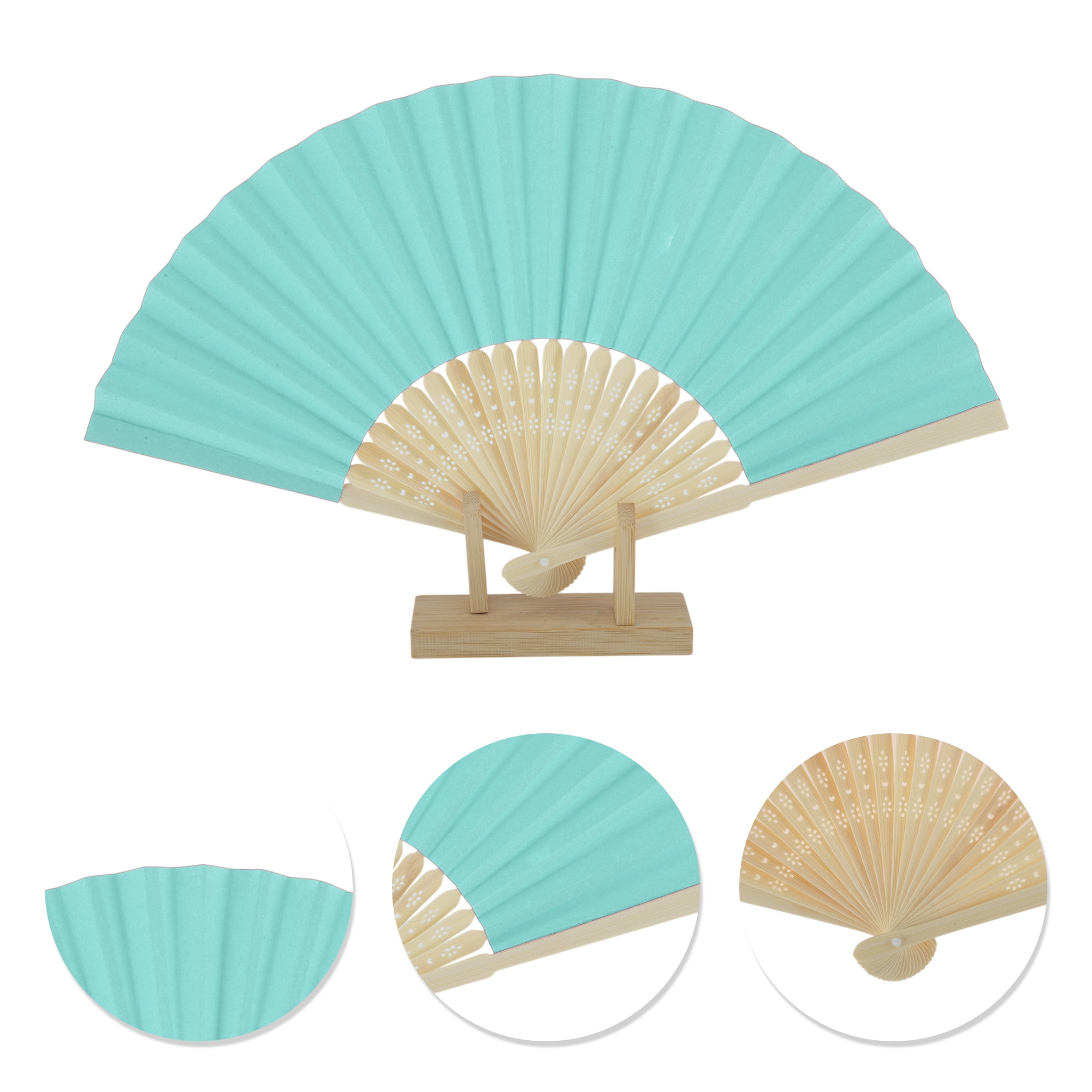 Unique Bargains Portable DIY 7-Inch Blank Folding Fan 1 Pc Light Blue
