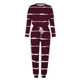 thumbnail image 4 of Long Sleeve Crew Neck Plus Size Casual Stripe Polyester Two Piece Set Of Tops And Pants,Women's Outfit Crewneck Pullover Pants Tracksuit Sweatsuits With Sweatpants, 4 of 5