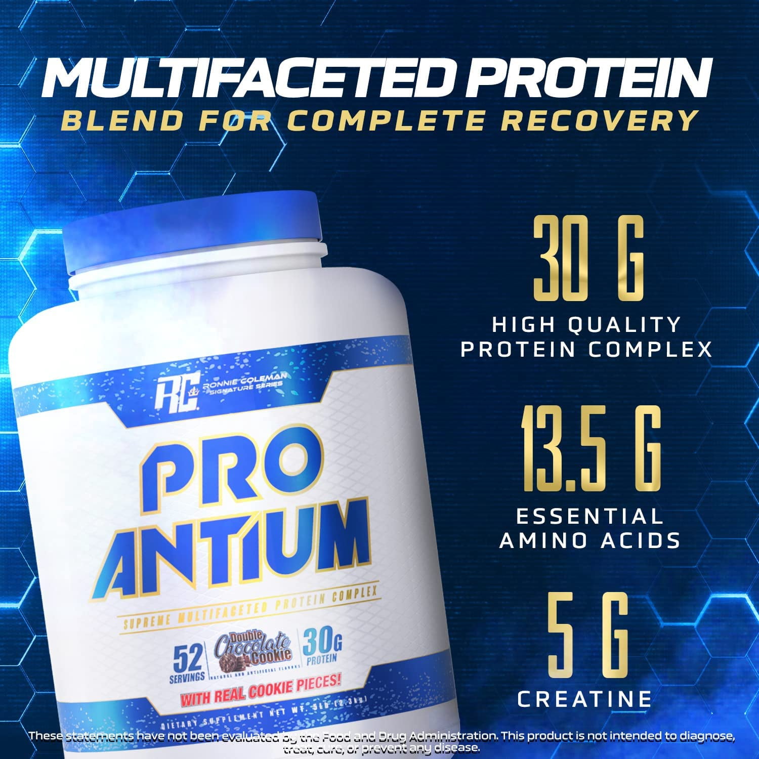 Ronnie Coleman Signature Series Pro-Antium Unflavored High Protein Powder, 5 Lb