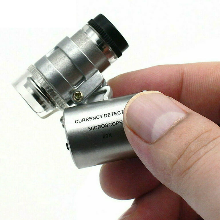 Mini Microscope, 50X Portable Subminiature Microscope Magnifier Mini Pocket  Microscope with LED Currency Detecting Light for Jewelry