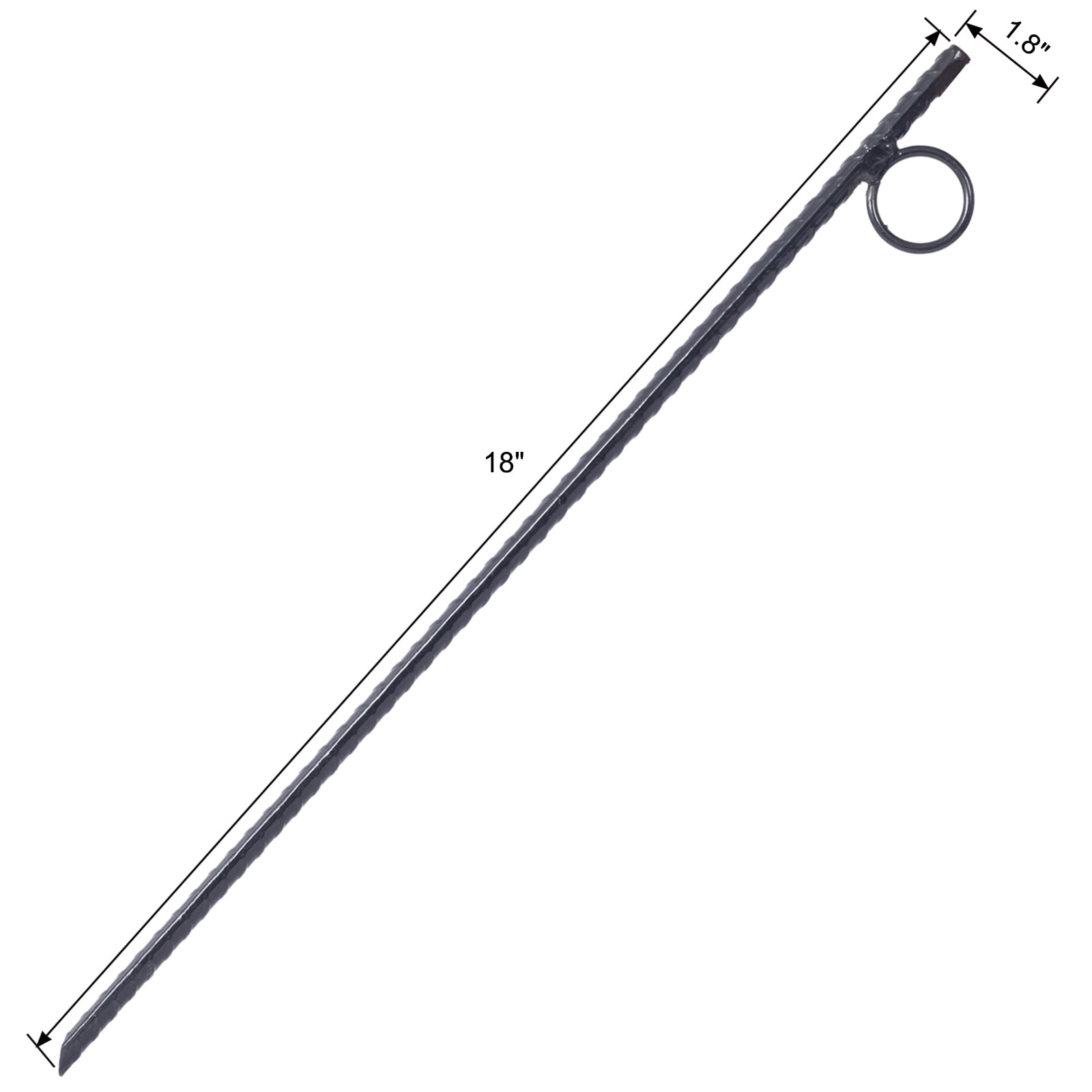 12pcs Rebar Stake with loop Grip 3/8x 18 Inch Steel Durable Heavy Duty Tent Canopy Ground Stakes with Angled Ends and 1 Inch Loops for Campsites and Canopies