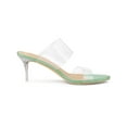 thumbnail image 3 of BLISSFUL STEP Women's Clear Slide Stiletto Heels Open Toe Slip On Sandals Green 6, 3 of 7