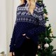 thumbnail image 5 of Suéter Jersey básico para mujer, manga larga, patrón de copos de nieve, traje de vacaciones (azul marino XL) Cgtredaw Azul marino T XL para Mujer, 5 of 6