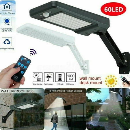 

Cocobaby 60 LED Solar Dimmable Wall Street Light PIR Motion Sensor Outdoor Garden Lamp White