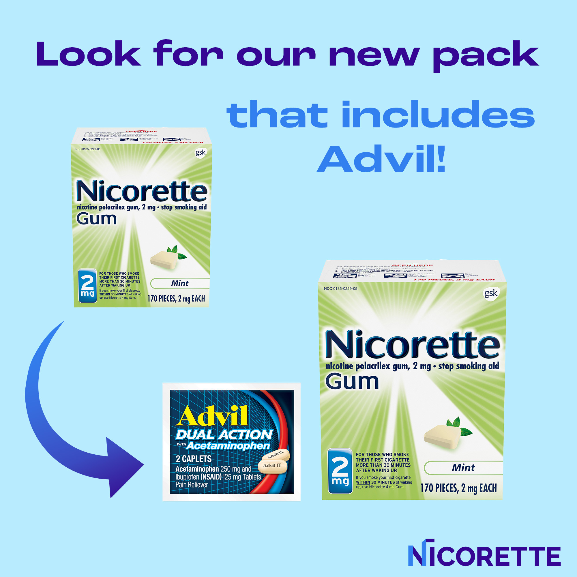 Nicorette Nicotine Gum, Stop Smoking Aids, 2 Mg, Mint, 170 Count - image 3 of 14