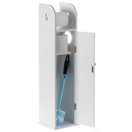 UPC: 0651355240261 | White Freestanding Bathroom Toilet Paper Roll with Storage and Extra Slot For Tissue Roll