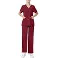 thumbnail image 3 of QATAINLAV Scrubs for Women Set 2025 Fall Outfits Stretch V Neck Short Sleeve Scrub Top and Jogger Pant with Pockets 2 Piece Sets Medical Uniform Wine L Ofertas Flash Del Dia, 3 of 6