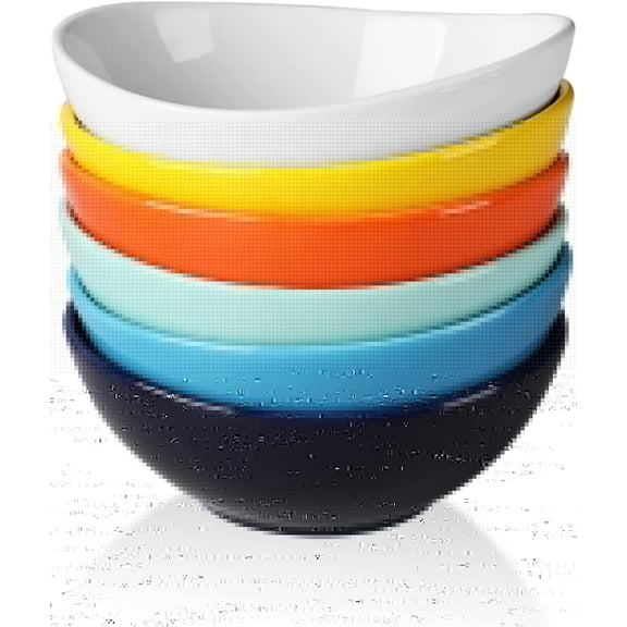 amhomel Ceramic Bowls, 10 Ounce for Cereal, Rice, Dessert, Breakfast, Soup and Side Salad, Chip Resistant, Dishwasher and Microwave Safe, Set of 6