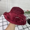 thumbnail image 3 of YAYUBA Lady's French Chapeau: Summer Sun Hat With Floral Embellishments Wide Brim Netted & Beach Suitable,Red, 3 of 3