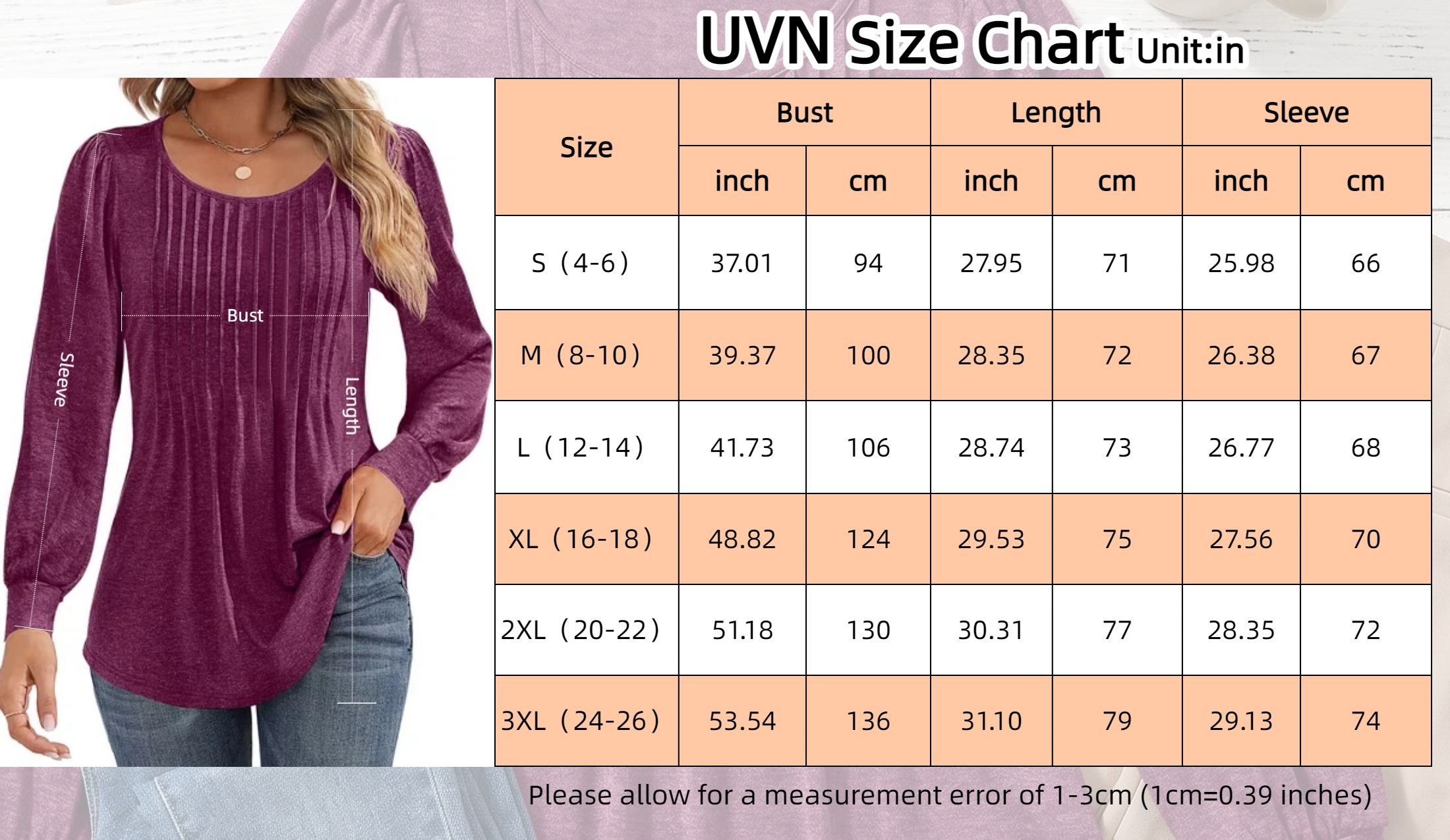 UVN Women's Pleated Long Sleeve Crew Neck Blouse photo 8