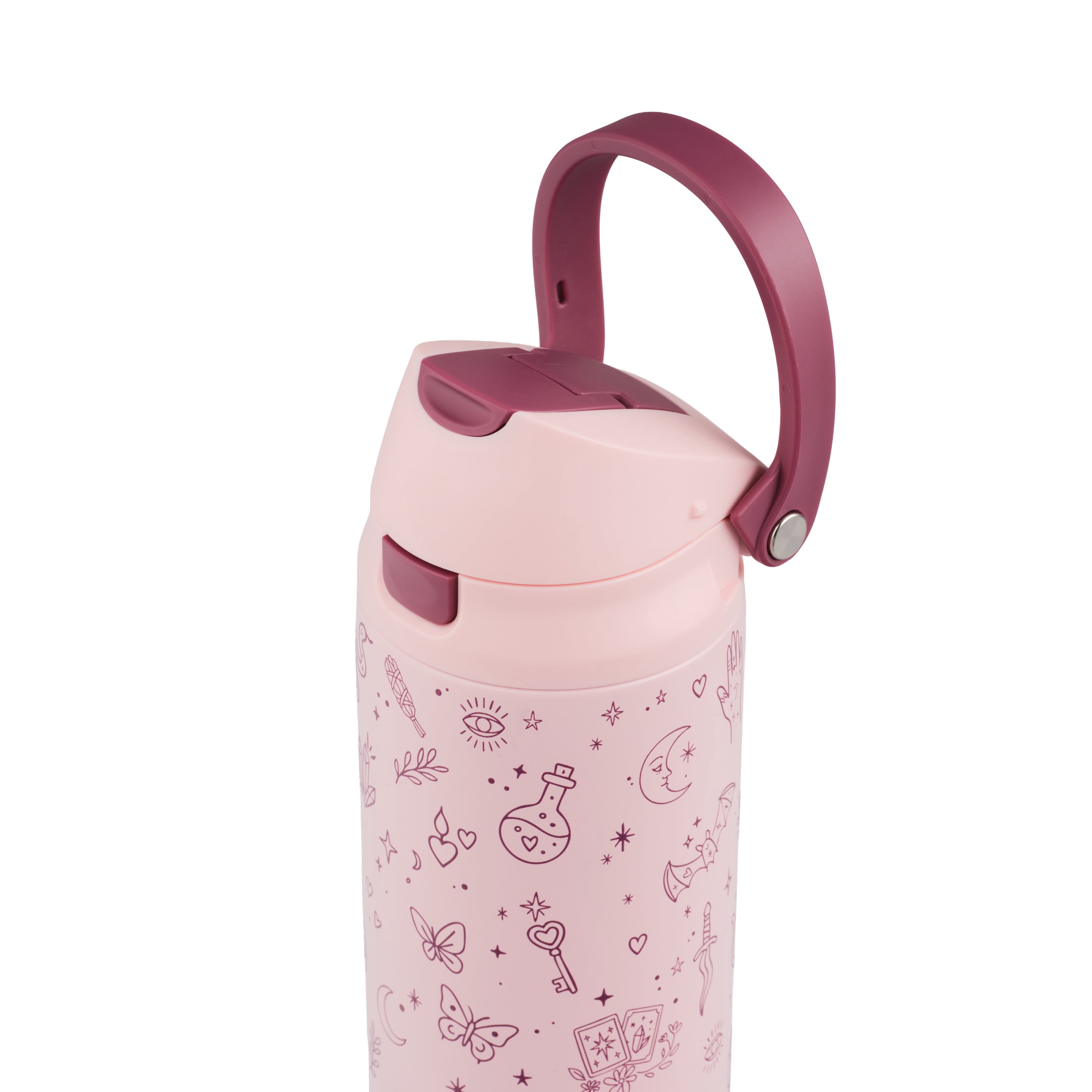 TAL 24oz Stainless Steel 2-in-1 Water Bottle with Straw and Chug Lid, Pink Halloween