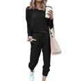 thumbnail image 1 of Femmes 2 Pièce Tenue en Vrac Extensible Pull Manches Longues Pantalon Automne Pyjamas Ensemble Noir XXL, 1 of 6