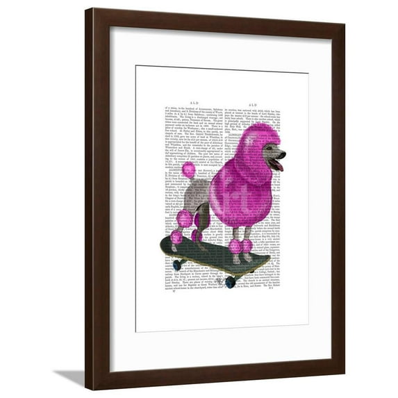 Pink Poodle and Skateboard Framed Print Wall Art by Fab Funky Sold by Art.Com