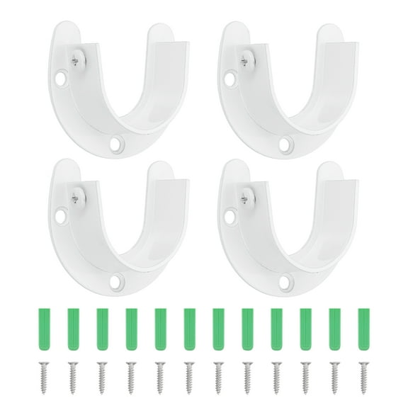 Uxcell Closet Rod Bracket, 4Pcs Stainless Steel U-Shaped Flange Closet Holder for 32mm Diameter Rod, White