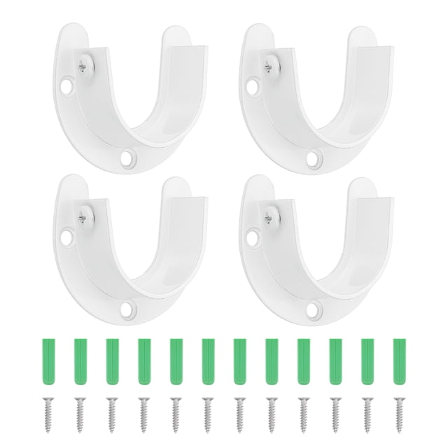 Soporte de barra de armario Uxcell, 4 piezas de soporte de flanja en forma de U de acero inoxidable para barra de 32 mm de diámetro, blanco