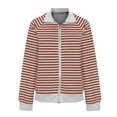 thumbnail image 3 of Kaemgyyd Jackets for Women Lightweight Casual Long Sleeve Lapel Zip up Coat Stripe Printing Loose Outerwear with Pockets, 3 of 6