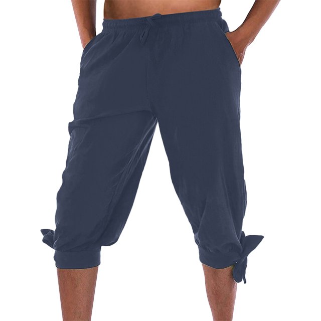 WILLBEST Pantalones Cortos de Algodón para Hombre, de Color Liso, con Bolsillos de Cinco Puntos y Botones