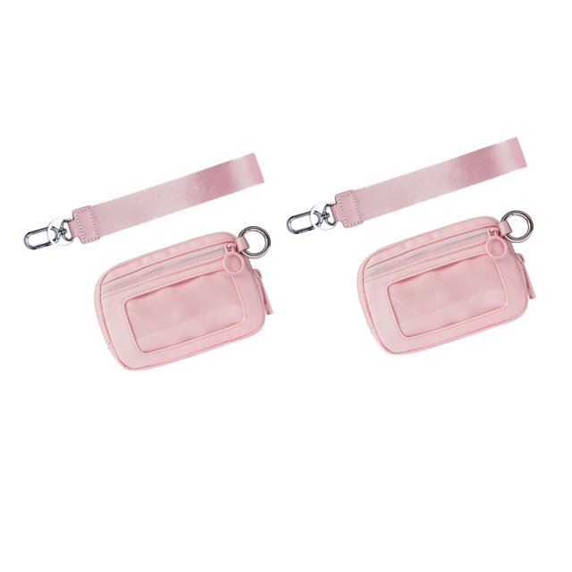 Wristlet Zip Card Case With ID Window Women'S Waterproof Nylon Keychain Wallet