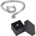 thumbnail image 1 of Anillo de plata de ley 925 en blanco de 0,2 x 0,1 pulgadas, con forma de puño abierto, ajustable, con garra, con engastes de anillo giratorio y cajas de regalo., 1 of 8