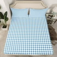 thumbnail image 2 of Homewish Geometric Plaid Twin Sheet Sets,Modern Minimalist Checkerboard Twin Fitted Sheet,White Blue Flat Sheet For Teens,Ultra Soft Home Decor,3pcs, 2 of 7