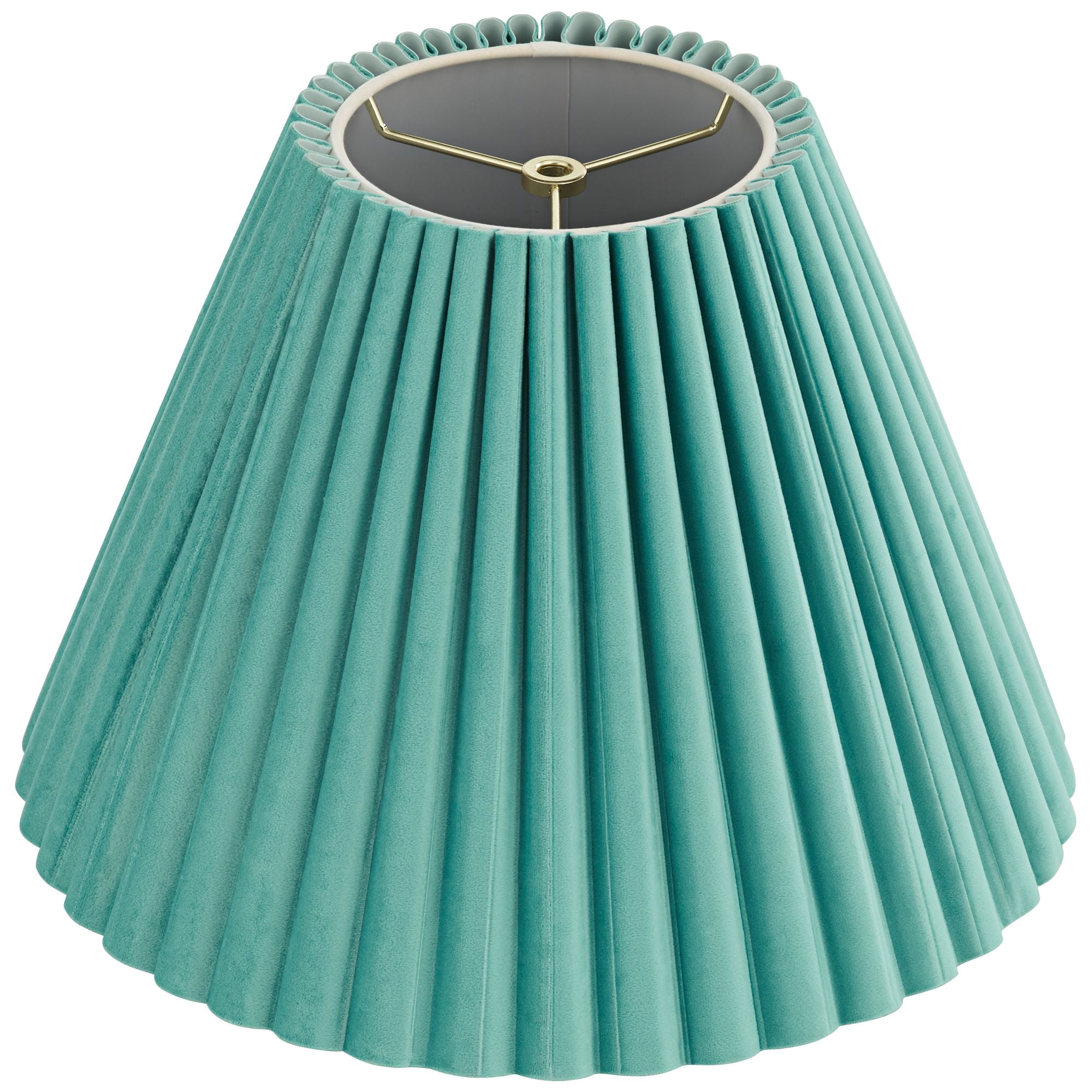 Springcrest 7" Top x 15" Bottom x 10" High x 10 3/4" Slant Lamp Shade Replacement Blue Velvet Arc Pleated Spider Harp Finial