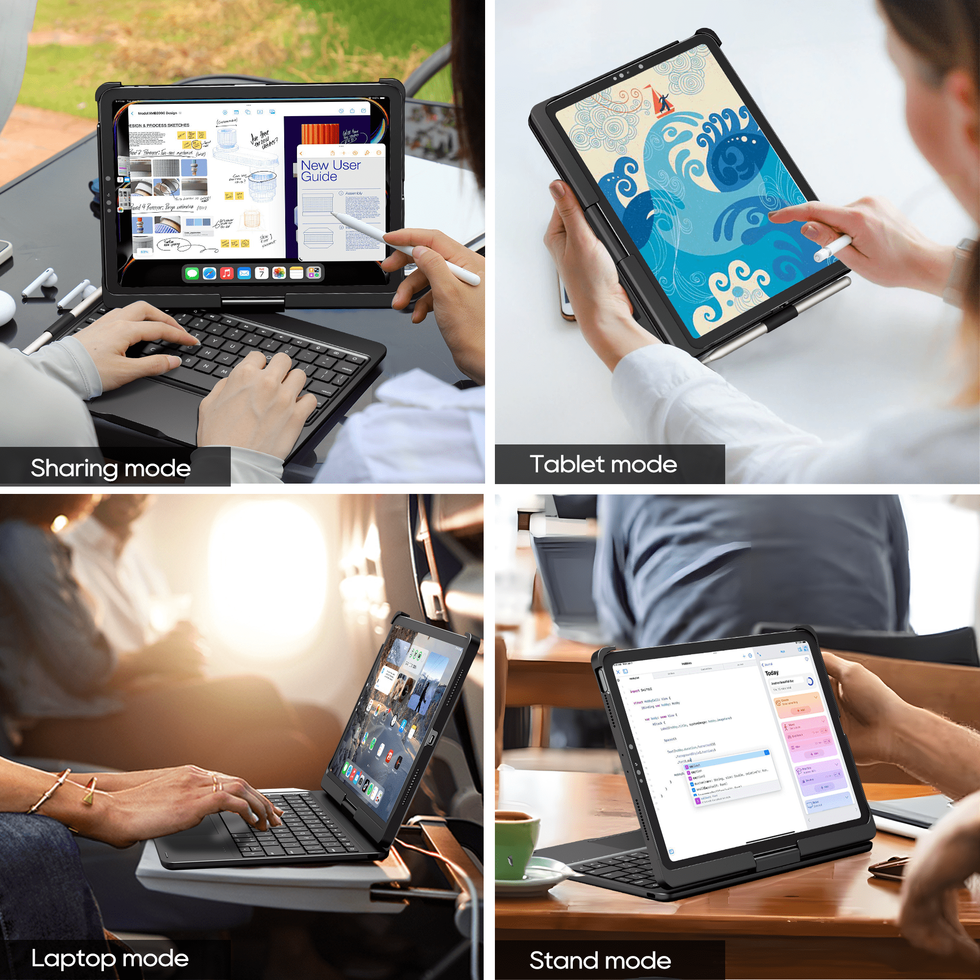 pekarejue Wireless Keyboard Case Compatible with Apple iPad Air 11-inch (M3 M4 M2) & iPad Air 5th 4th & iPad Pro 11-inch (4th-1st Gen): Rotatable Pencil Holder Trackpad Backlit