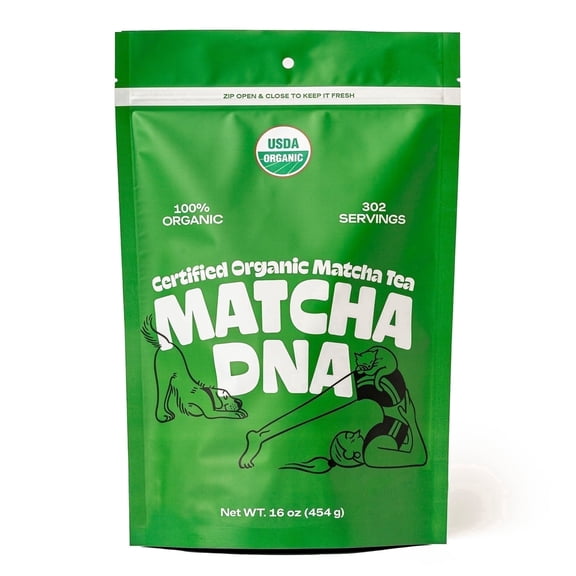MatchaDNA Organic Matcha Green Tea Powder, 16 oz Bag