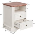 thumbnail image 3 of 24" White Nightstand Set of 2 with Charging Station, Modern Farmhouse Bedside Table with 2 Drawers and Open Shelf, Traditional Wood End Table with Outlets and USB Ports, 3 of 9