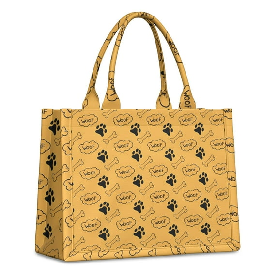 Large Capacity Tote Bag,Paw Prints and Bones Handbag Fashion Luxury Tote Bag,15.7"x13"x 5.1" Inches,Laptop Compatible