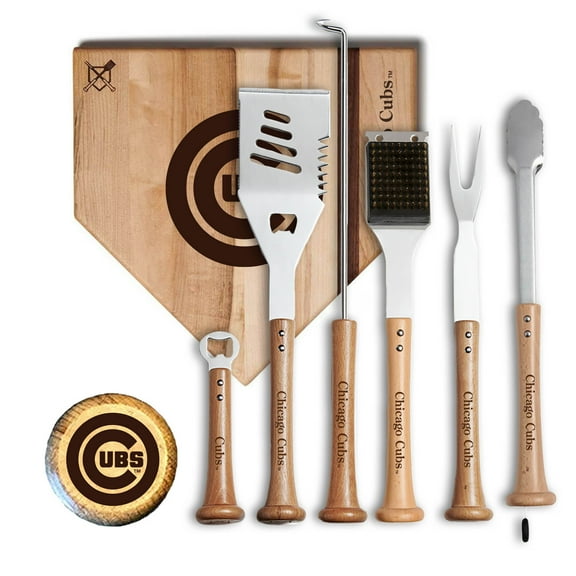 Baseball BBQ Chicago Cubs MVP 12- Cutting Board & 6-Piece BBQ Tools Grill Set