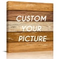 thumbnail image 2 of Farmhouse Yellow Brown Wall Art Painting on Canvas, Vintage Wooden Striped Canvas Art Home Prints Wall Art Framed Modern Artwork for Living Room Bedroom Wall Decor 16x16in, 2 of 9