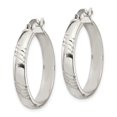 thumbnail image 2 of Sterling Silver Diamond Cut Bangle 6mm & Hoop 4mm Earring Set, 2 of 3