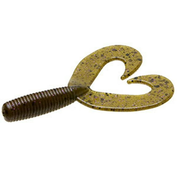 Zoom Fat Albert Twin Tail Grub 10/PK Green Pumpkin Purple 3.5" Fishing Bait #034248