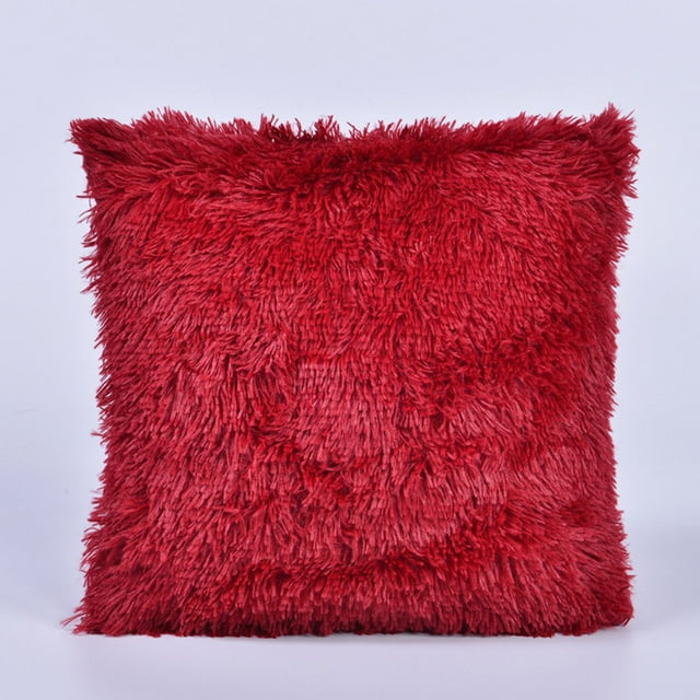 Plush Cushion Cover Sofa Lumbar Pillow Cover Home Decoration Solid Colorful