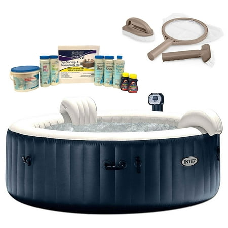 Intex Pure Spa 6 Person Inflatable Hot Tub, Maintenance Kit, & Chemical